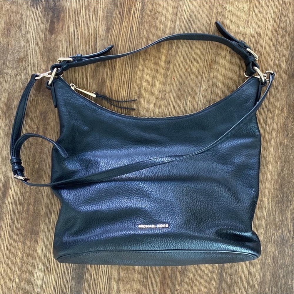 Michael Kors Black Pebbled Leather Shoulder Bag
